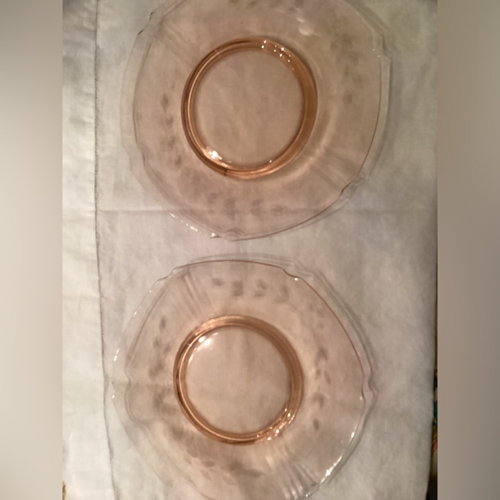 SOLD! Antique Pink Depression Glass Plates